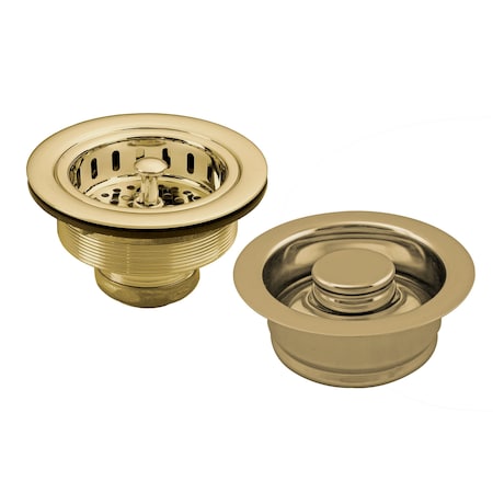 Westbrass Post Style Large Kitchen Basket Strainer W/ InSinkErator Style Disposal Flange & Stopper in Polished D2165-01